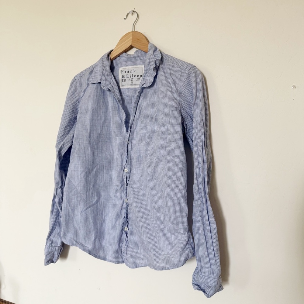 Frank & Eileen Barry Button Down Blue Stripe Shirt - image 1